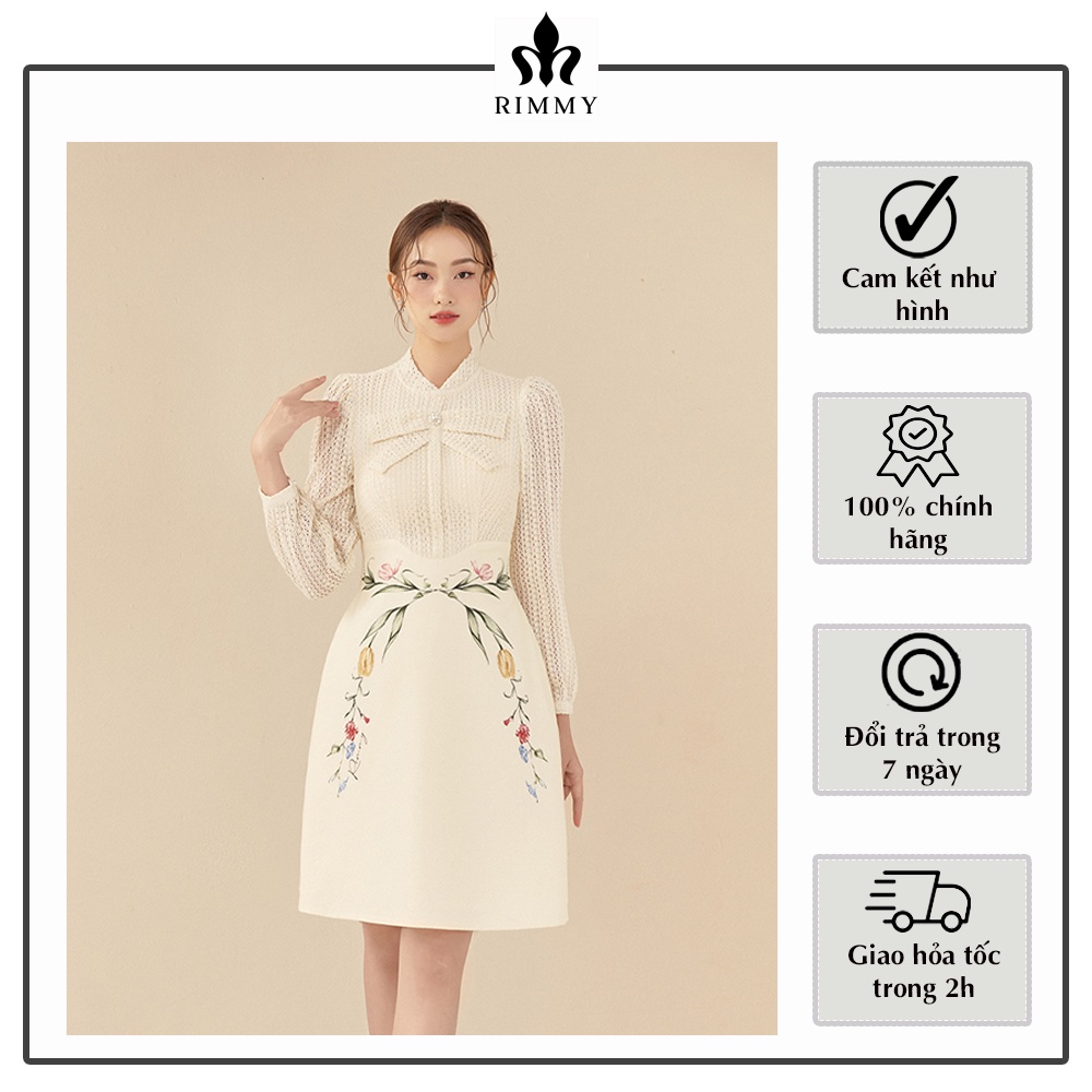 Váy trắng Mosco Dress thiết kế dài tay phối ren cao cấp