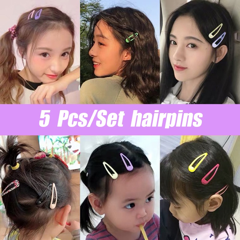 Set 5 Kẹp Tóc Màu Kẹo Ngọt Ngào Dễ Thương Phong Cách Hàn Quốc Cho Bé Gái