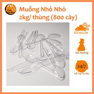 Muỗng Nhỏ Trong Nhựa Cao Cấp Xuất Khẩu Kim Anh >800 cây 2kg/ thùng, Thìa Muỗng Nhựa Trong Nhỏ Siêu Cứng Đẹp Đạt Chuẩn
