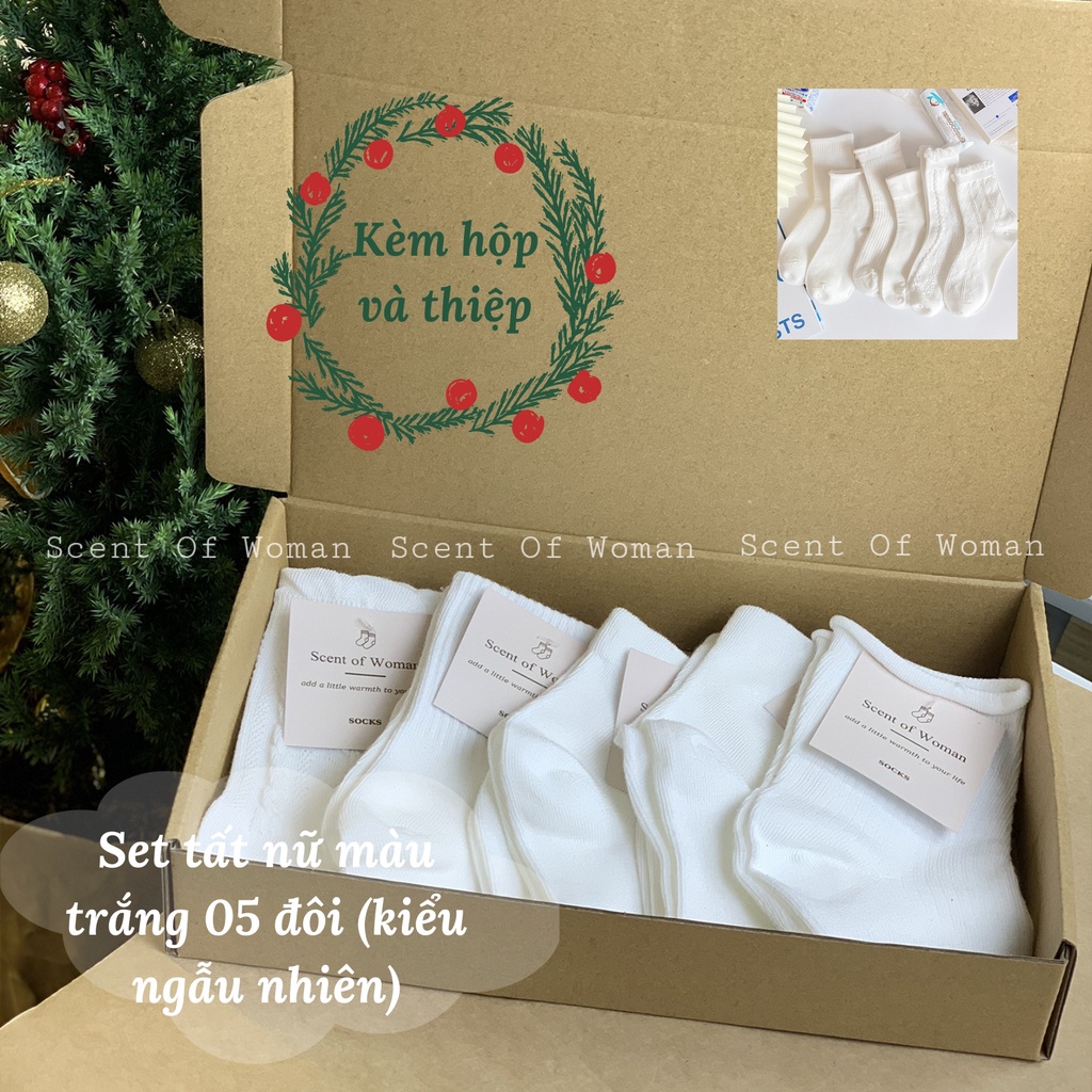 Set 1 đôi tất trắng, vớ trắng phong cách đơn giản