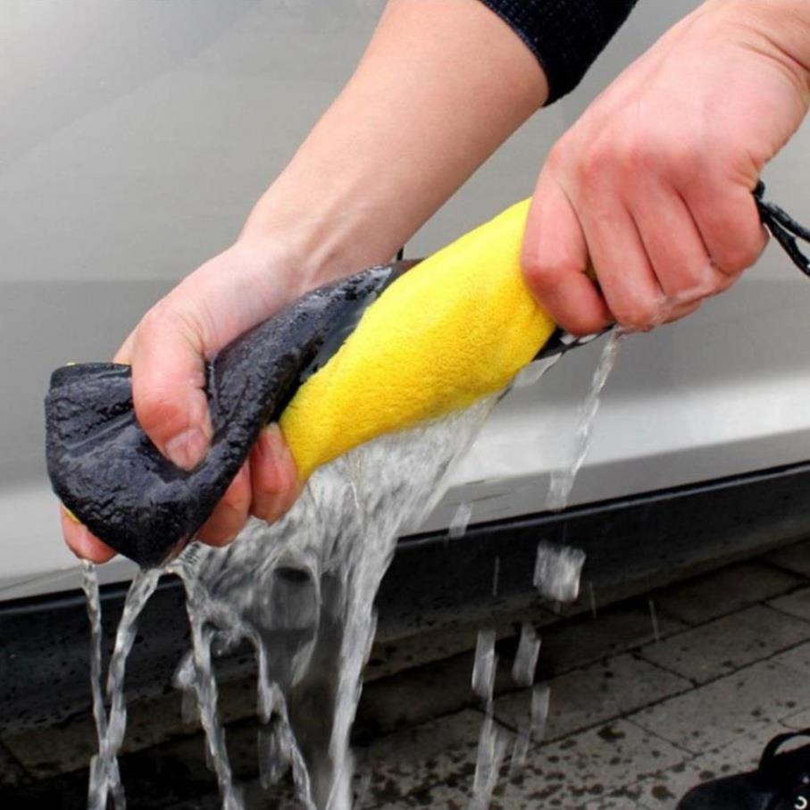 Khăn rửa xe ô tô 2 lớp siêu thấm siêu mềm microfiber khăn lau 3m chuyên dụng cho xe ô tô xe hơi - sencar *