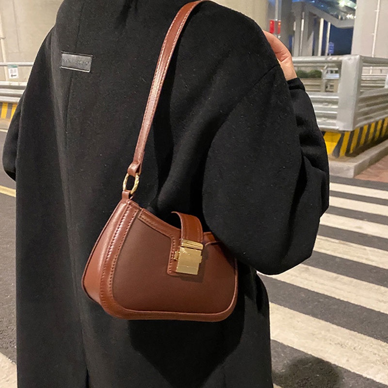 MISCHA Túi Đeo Vai Màu Trơn Phong Cách Hàn Quốc Thời Trang