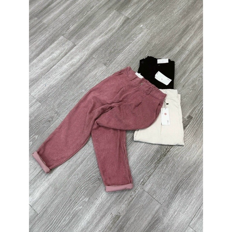 Quần baggy nhung tăm 3 màu cho nữ