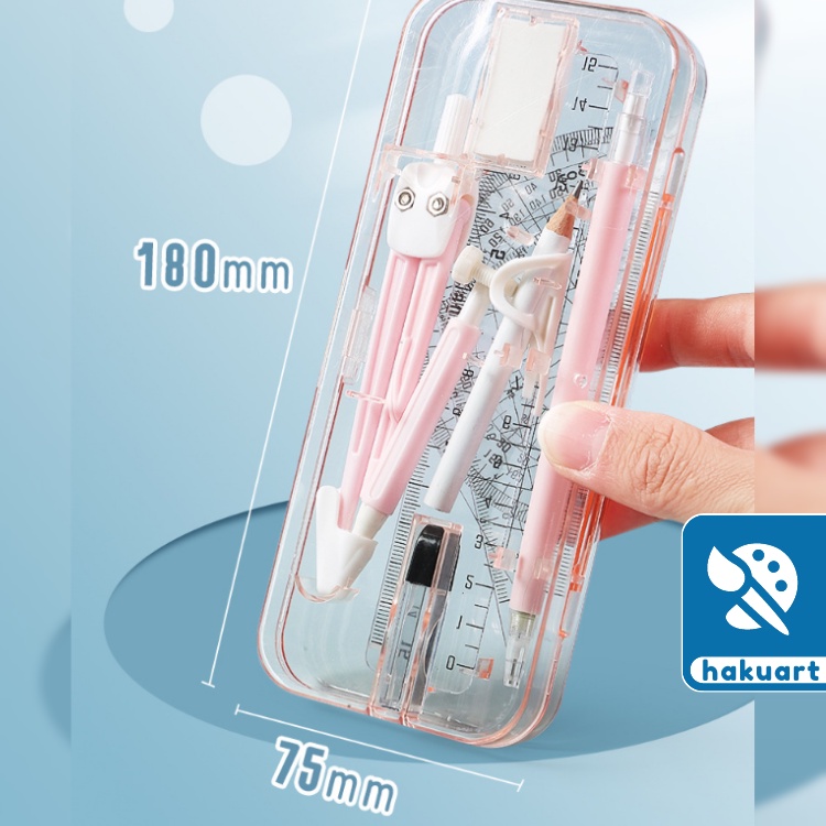 Bộ Compa 9 Món Đo đạc kỹ thuật, làm toán, đủ phụ kiện - Họa cụ Hakuart
