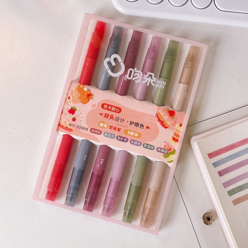 Bút đánh dấu 2 đầu, Bút Highlight Pastel,bút hình dạ quang siêu xinh