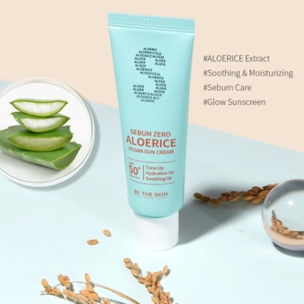 Kem chống nắng mỏng nhẹ Be The Skin sebum zero aloerice vegan sun cream 50ml