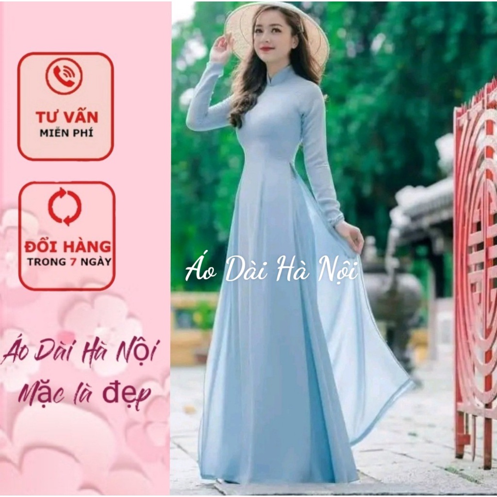 Áo dài màu xanh biển 4 tà dịu dàng - Áo Dài Hà Nội
