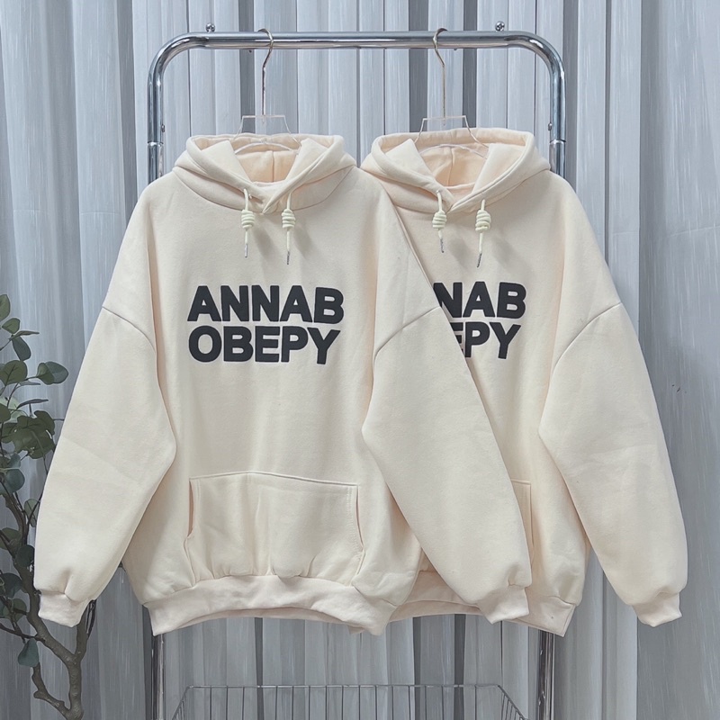 Áo hoodie nỉ tàu chữ in nỗi Annab 4 màu M668