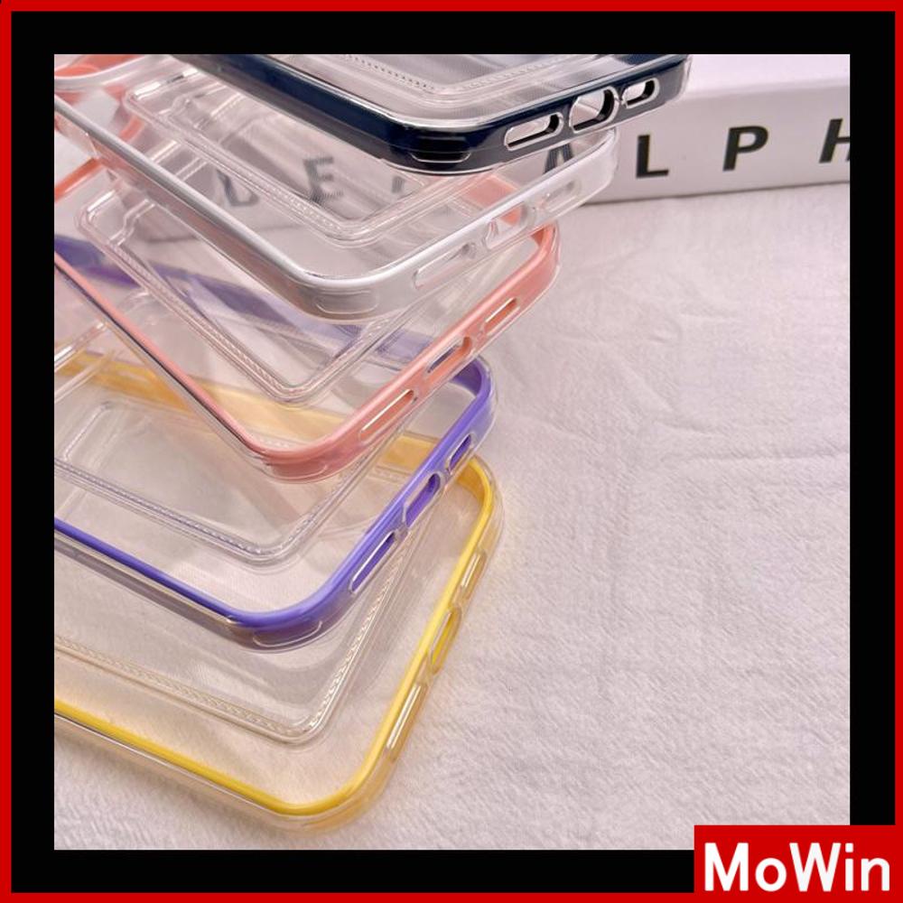 Ốp điện thoại trong suốt có ngắn đựng thẻ viền đen trắng hồng tím thích hợp cho iPhone13 ProMax 12 11 XR 7Plus 14 ProMax