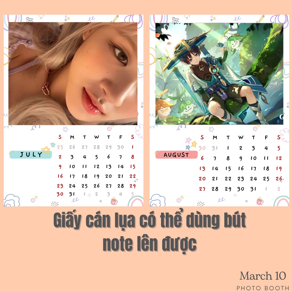 Polaroid Lịch năm 2023 cầm tay nhỏ gọn in theo yêu cầu - size 7x10cm