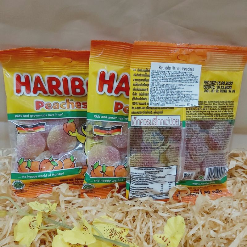 Kẹo dẻo quả đào haribo peaches 80g