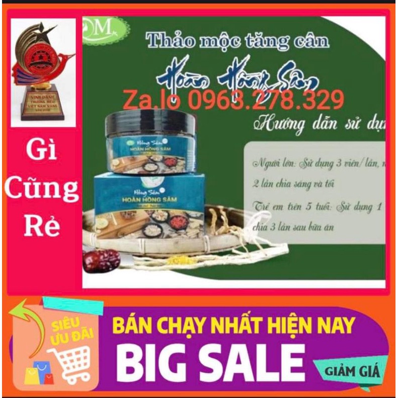 {Mẫu Mới} Tăng Cân Hoàn Hồng Sâm QM, hộp 90 viên nhỏ chính hãng