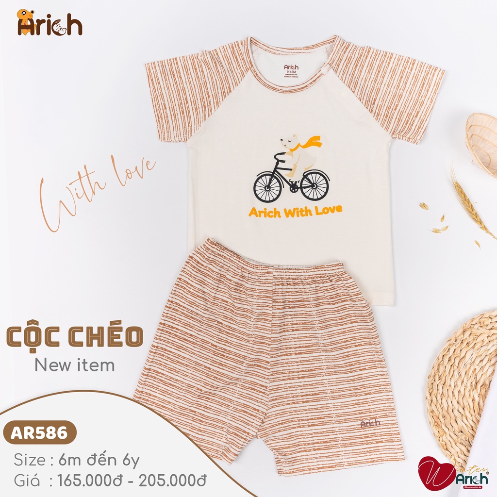 Bộ cộc tay cài chéo phối hình vải sợi tre cao cấp Arich