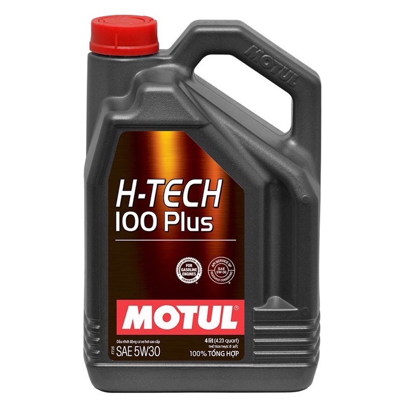 Nhớt tổng hợp 100% Motul H-Tech 5W30 100 PLUS API SP 4L cho ô tô, xe hơi, xe ga (dầu toàn phần Htech)