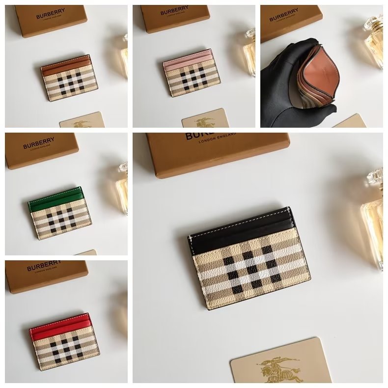 Ví Da Gập Burberry Đựng Thẻ / Tiền Xu Có Khóa Cài Cho Nam Và Nữ