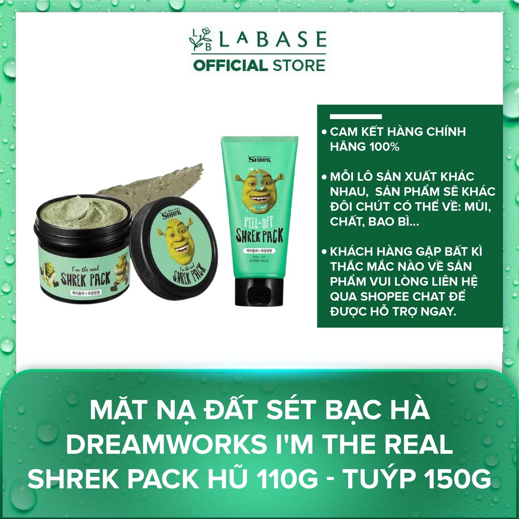 Mặt Nạ Đất Sét Bạc Hà Dreamworks I'm The Real Shrek Pack Hũ 110G - Tuýp 150G