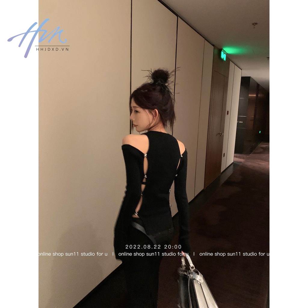 Áo Sweater Trễ Vai Dáng Ôm Thiết Kế Ngọt Ngào Dễ Phối Đồ