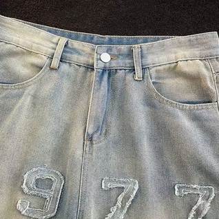 Quần Jeans Dài Ống Rộng Thêu Chữ 1977 Phong Cách Đường Phố Mỹ Size S-3XL Thời Trang Thu Đông Cho Nam