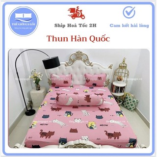 Bộ ga gối { 4 Món } Thun Lạnh Hàn Quốc ( 1 ga bọc + 2 vỏ gối nằm + 1 vỏ gối ôm )