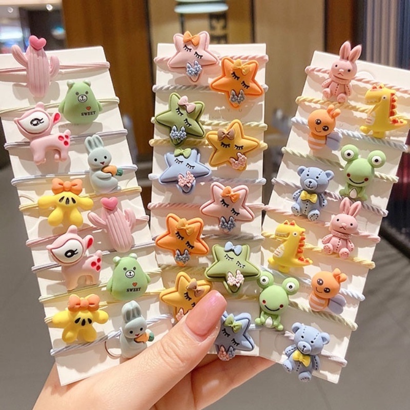 Dây Buộc Tóc Cao Su Họa Tiết Hoạt Hình Phong Cách Hàn Quốc Cho Bé Gái