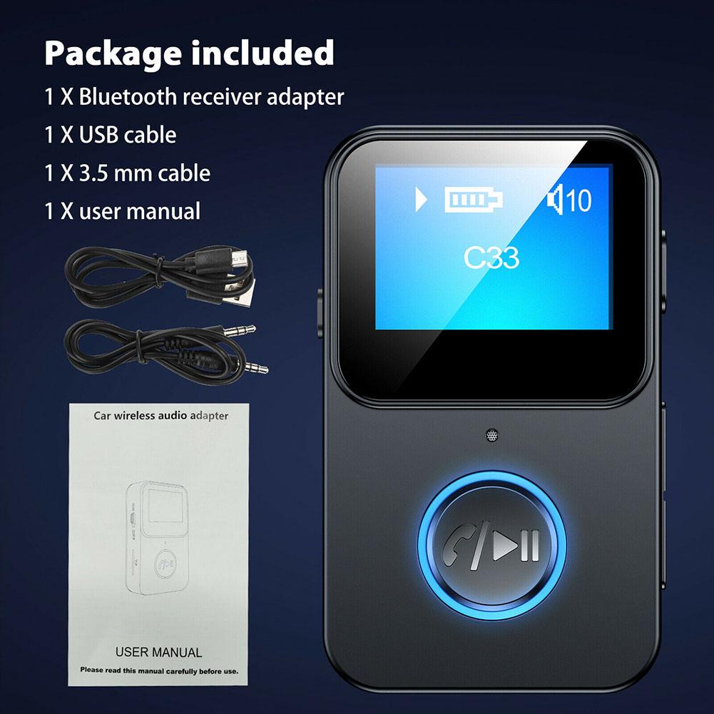Thiết Bị Thu Phát Bluetooth 5.0 C33 Màn Hình LCD Cho Xe Hơi MP3