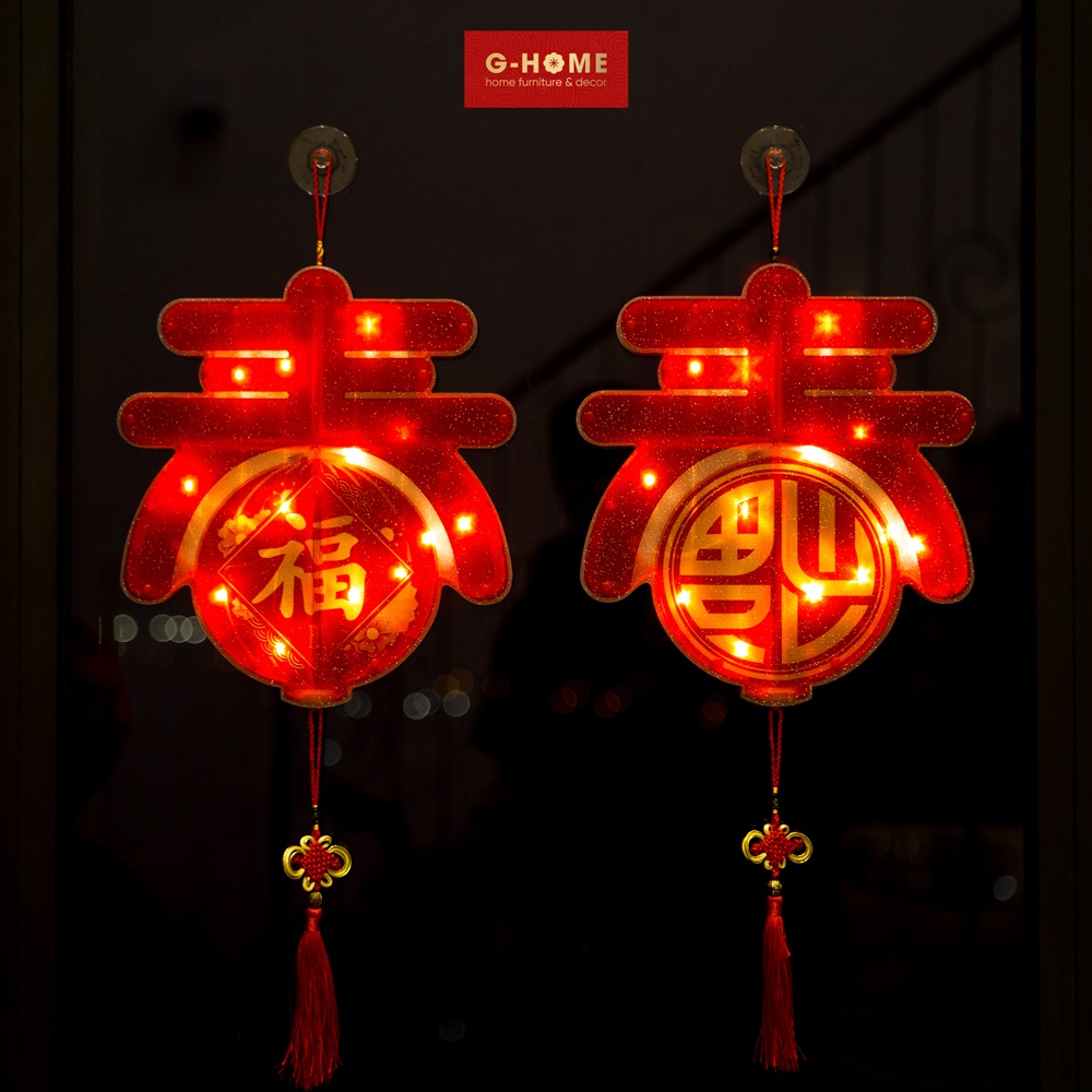 Đèn LED trang trí tết Ghome, đèn nhấp nháy trang trí treo kính nhiều hình dáng, ánh sáng lung linh rực rỡ  LEDTET23 M1