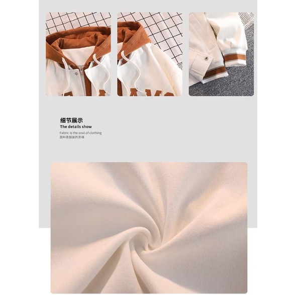 Áo Khoác Bóng Chày Có Mũ Trùm Dáng Rộng Thiết Kế Mới Kiểu Dáng Đơn Giản Thời Trang Mù