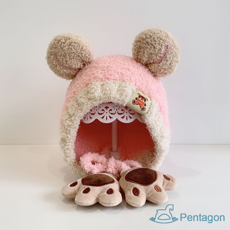 Nón Giữ Ấm Tai Gấu Hoạt Hình Dễ Thương Cho Bé