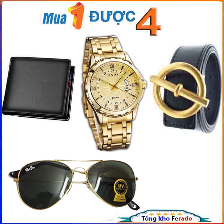 [COMBO 4 MÓN] Đồng hồ nam Sandas tặng ví da ,kính mắt thời trang chống UV 400 Dây lưng