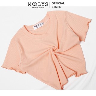 Áo crop top thun gân đơn giản, basic Moolys MC010