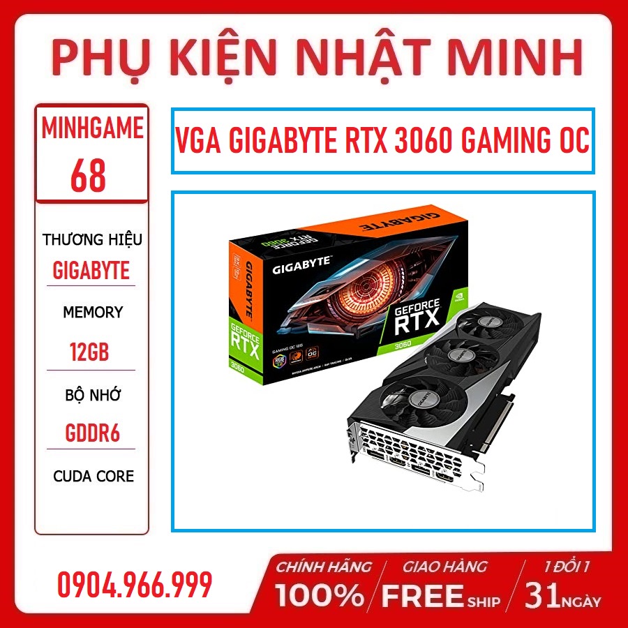[Giảm sốc] Card màn hình VGA GIGABYTE 3060 vison 12GB - 3060 gaming OC 12GB FULL NEW chính hãng BH 36 tháng