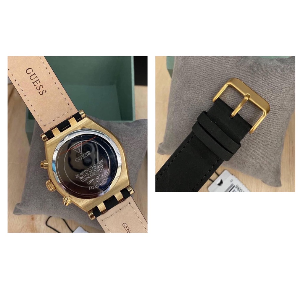 Đồng Hồ Nam Guess GW0262G1/G2/G3 Gold Tone , Dây Da Đen , Size 44mm