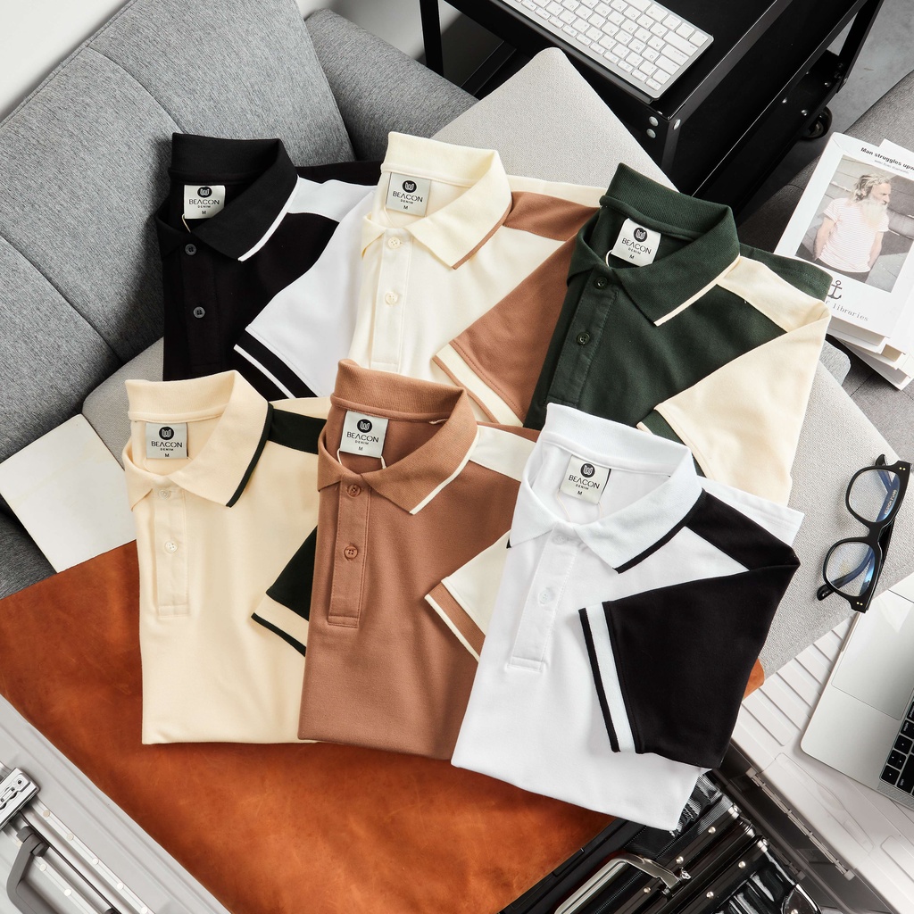 Áo Polo Nam Phối Viền BEACON DENIM Form Vừa Basic, Thời Trang AOPL14
