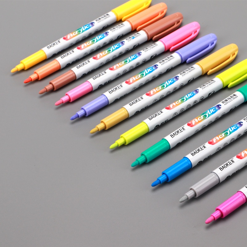 Bút dạ màu Acrylic Marker Chuyên Nghiệp Baoke MP2938A-12 Dùng để vẽ vải /thủy tinh/ giày / tường / giấy / da