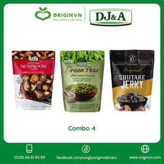 Nấm hương sấy giòn tỏi ớt dj&a 65g - đậu hà lan 75g - nấm hương sấy khô 60g