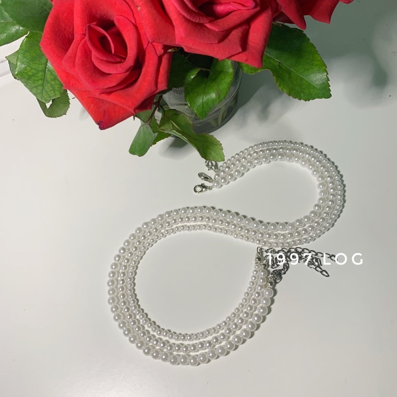 Vòng cổ chuỗi hạt trai giả đơn giản nhiều size khác nhau