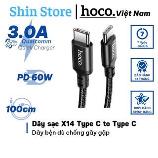 Cáp sạc nhanh pd 60w hoco x14 type c to type c, cáp sạc nhanh pd 20w hoco x14 type c to light -shinstore