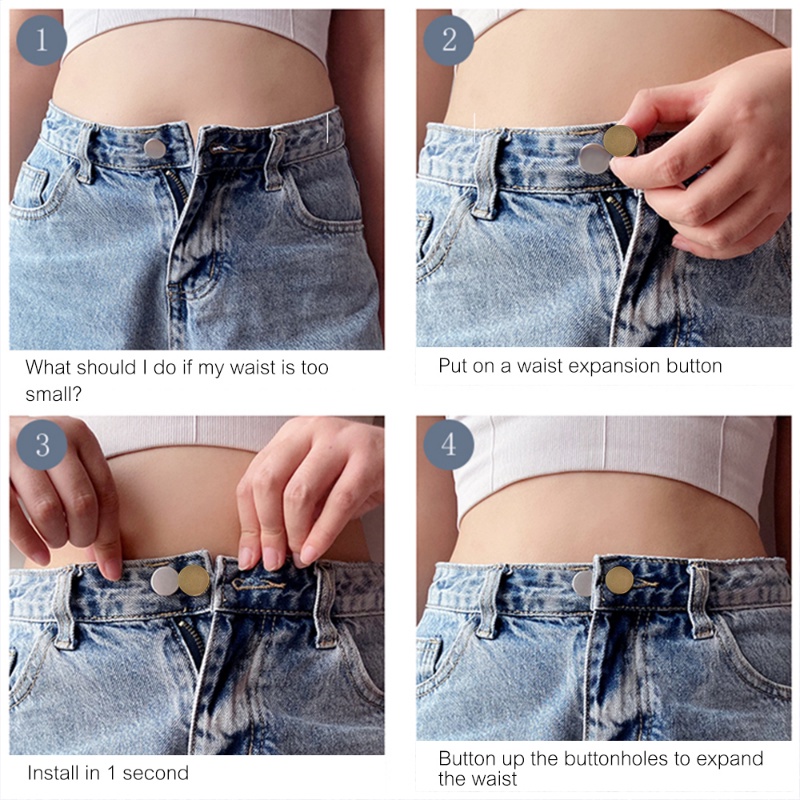 Nút Kim Loại Mở Rộng Gắn Quần Jean Chống Rơi Phong Cách Vintage