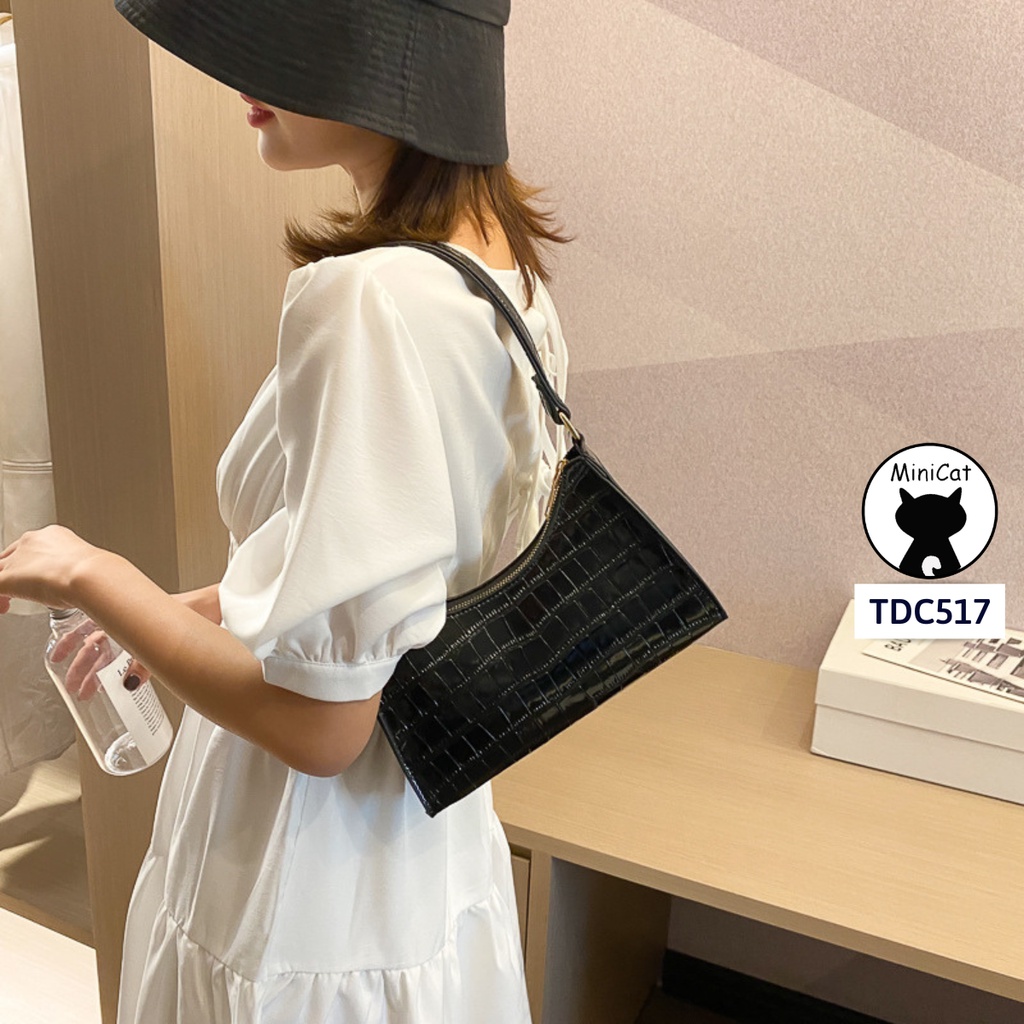 Túi đeo vai, túi xách tay phong cách retro da mềm màu trơn thời trang, tiện dụng MiniCat TDC517