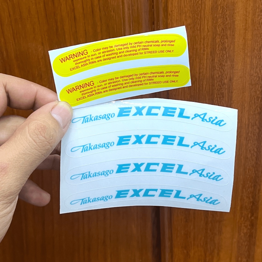 Tem dán vành excel asia,rim kèm tem warning đủ màu