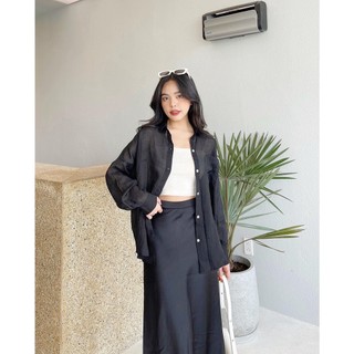 Áo sơ mi + CV dài lụa đen( S/M/L)