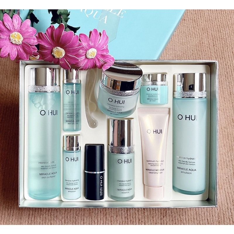 SET DƯỠNG OHUI XANH AQUA TĂNG CƯỜNG DƯỠNG ẨM VÀ CẤp NƯỚC CHO DA GIÚP DA KHOẺ VÀ TƯƠI SÁNG