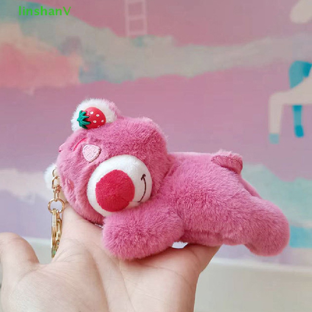 Móc Khóa Hình Gấu Bông Ngủ Dâu Tây Hoạt Hình Đáng Yêu Cho Nữ