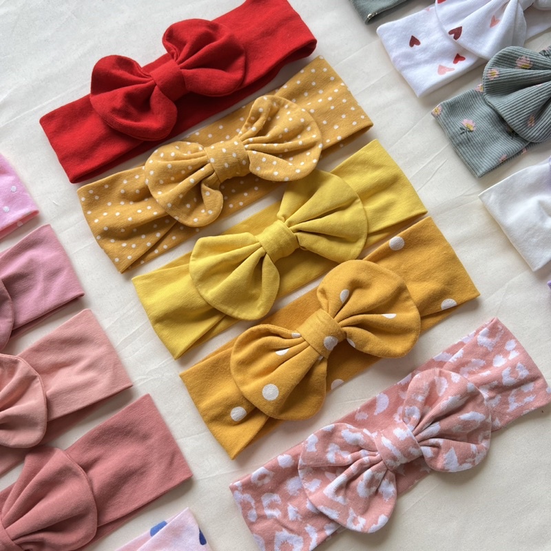 Turban Nơ, Băng Đô Nơ Xòe Chất Liệu Cotton Nhiều Màu Sắc Và Họa Tiết Cho Bé Gái