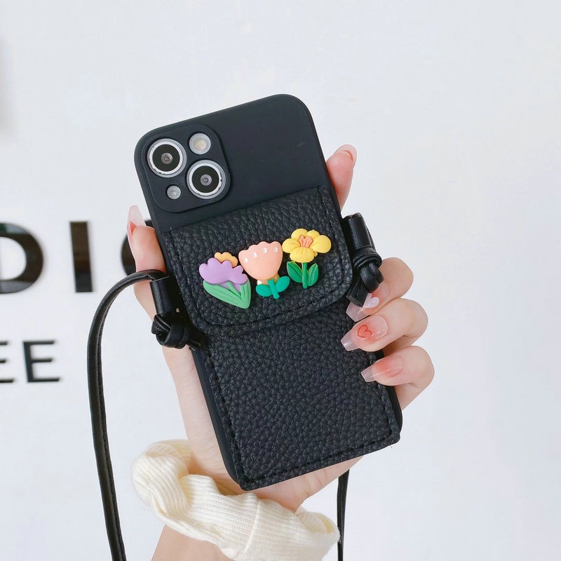 Ốp điện thoại túi gắn hoa có dây đeo OPPO Reno 8 8T 8Z 4G 5G 7 7Z 6 6Z 5 4 F11 Pro F9 F7 F5 2020 2021 2022 OPPOF11