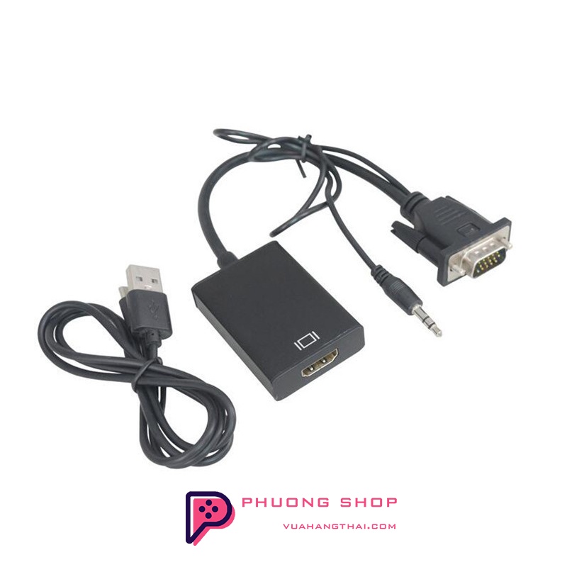Bộ cáp chuyển đổi VGA sang HDMI Có Audio, VGA TO HDMI FullHD 1080P