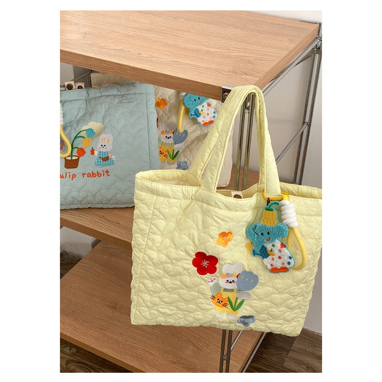 Túi Xách Cotton Thêu Họa Tiết Phong Cách Hàn Quốc