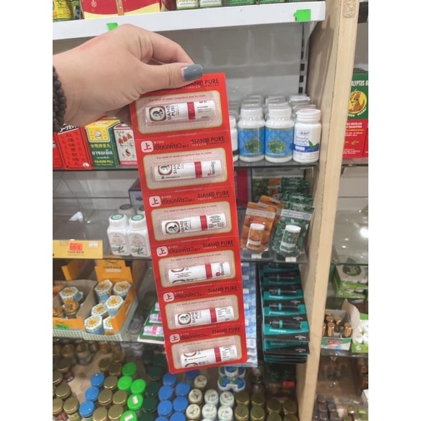 1 Ống Hít Thông Mũi Bạc Hà Hiệu Ông Già Thái Lan Siang Pure, Ống Hít Khô Thông Mũi