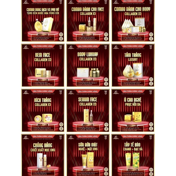 Combo Mỹ phẩm Đông Anh trọn bộ Sản phẩm cho Body và Face - Hàng chính hãng Collagen X3 Đông Anh