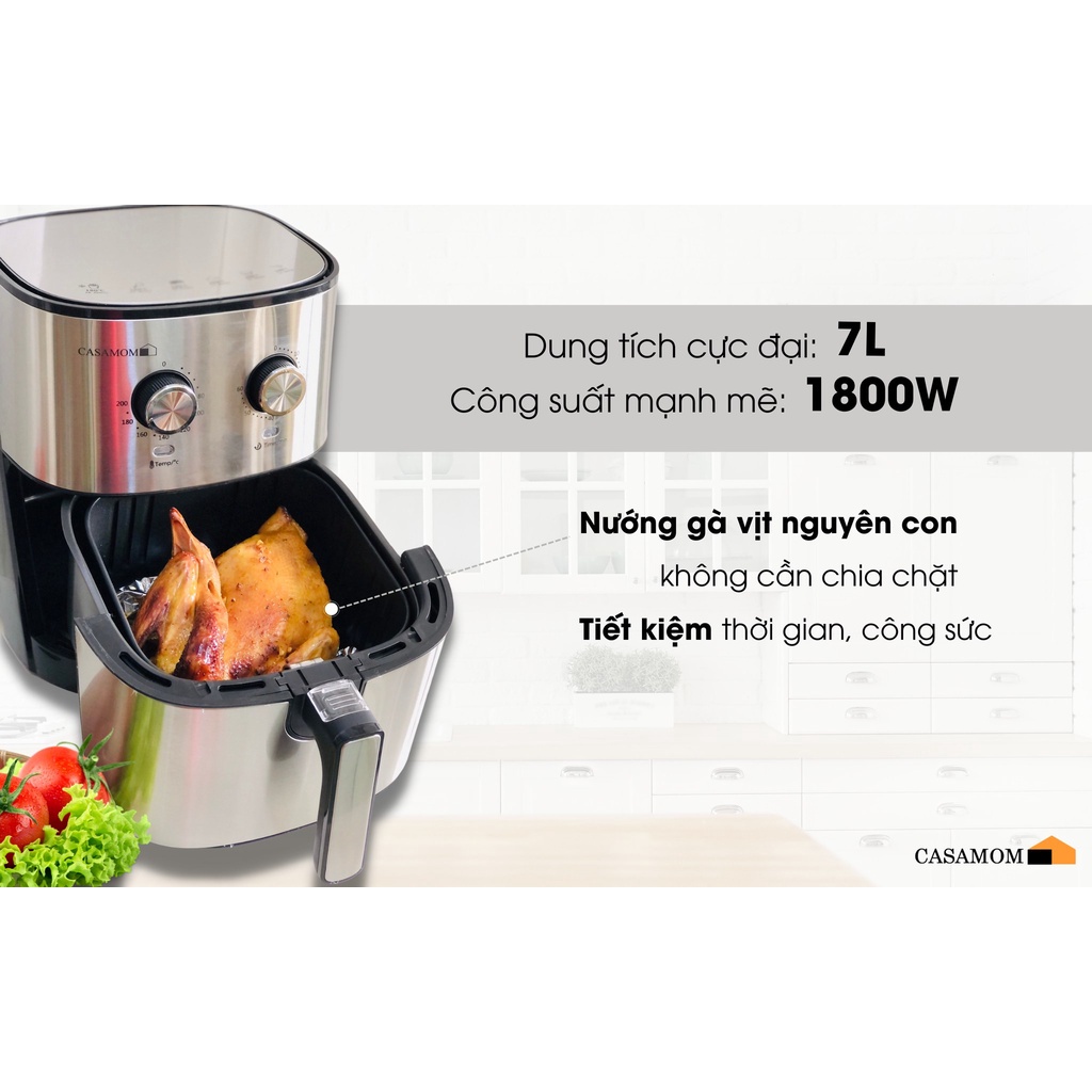 Nồi Chiên Không Dầu Nội Địa Chính Hãng Casamom Hàn Quốc CAA-206 Dung Tích 7L Bảo Hành 12 Tháng Lỗi 1 Đổi 1 - Hanitech